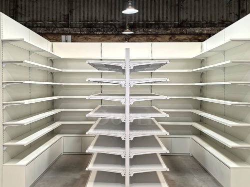 White Pharmacy Gondola Display Rack System 01