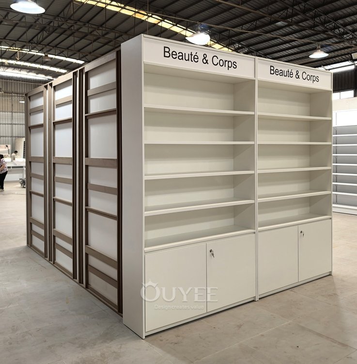 White Pharmacy Gondola Display Rack System 03