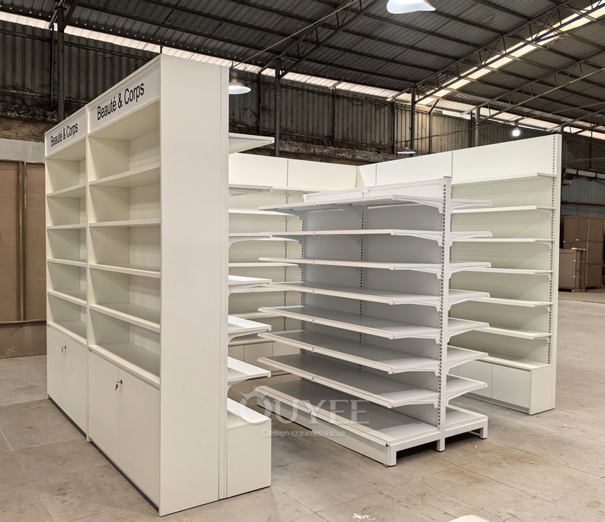 White Pharmacy Gondola Display Rack System 04