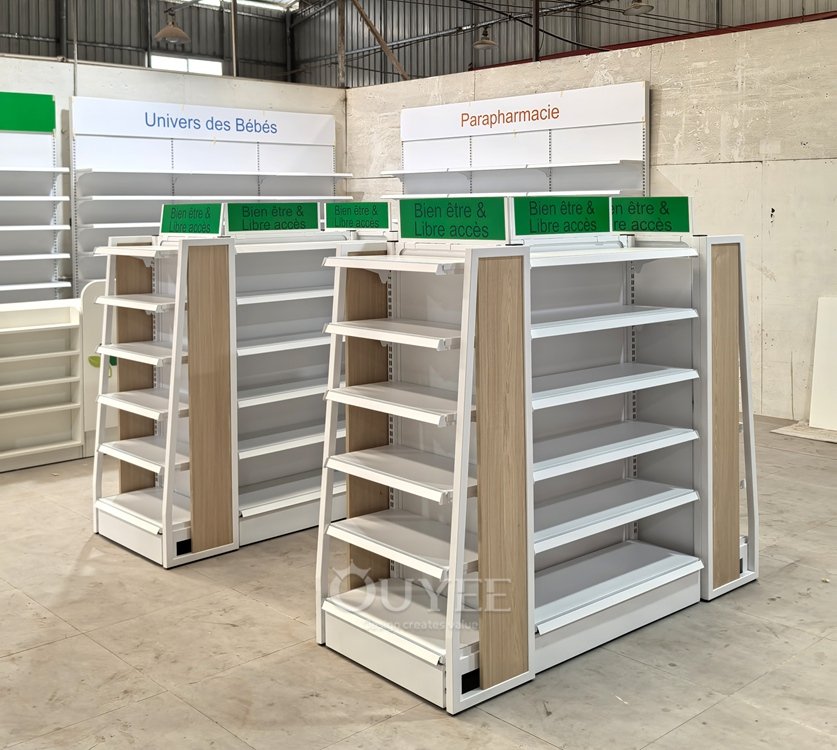 White Pharmacy Gondola Display Rack System 05