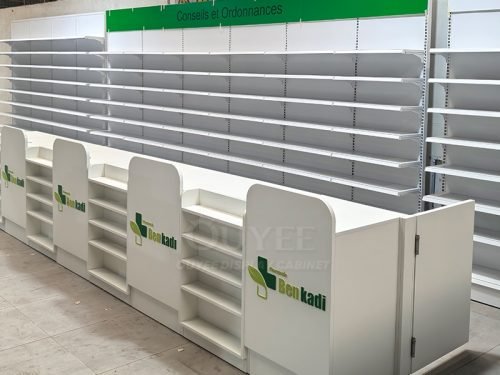 White Pharmacy Wall Display Rack Set 01