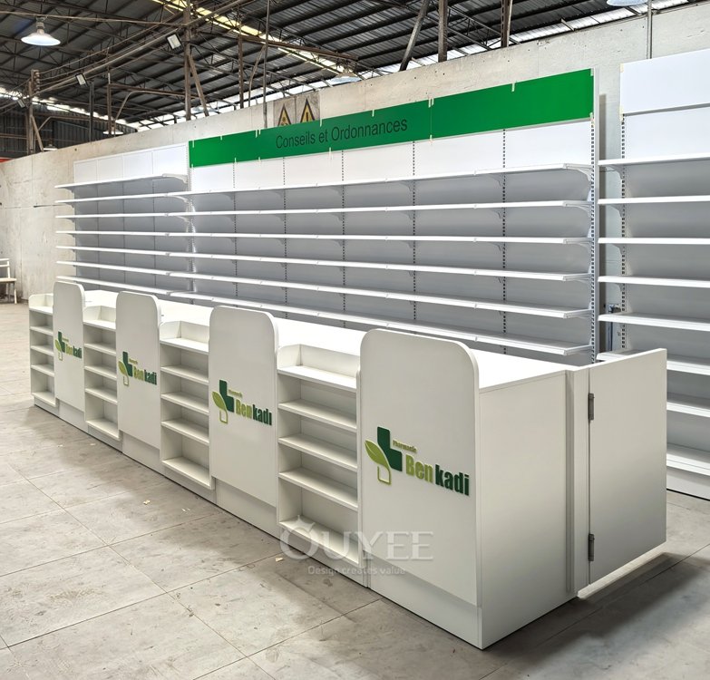 White Pharmacy Wall Display Rack Set 04