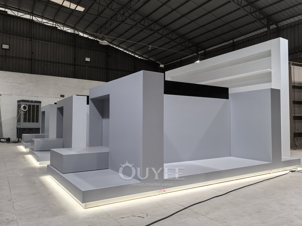 White Retail Cash Wrap Display Stand with Black Top 02