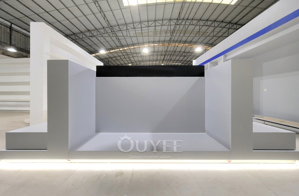 White Retail Cash Wrap Display Stand with Black Top 07