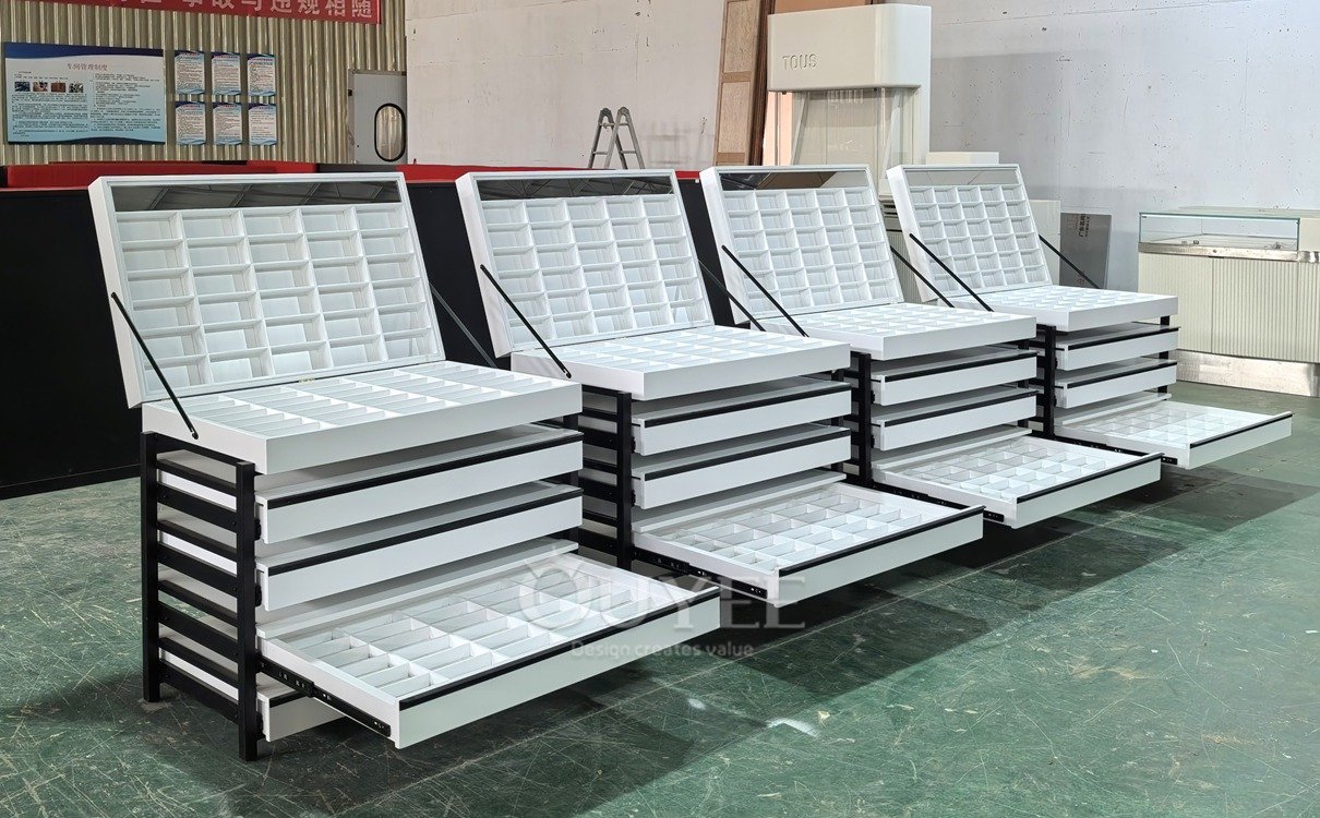 White Slanted Gondola Display Stand System 01