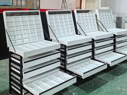 White Slanted Gondola Display Stand System 01