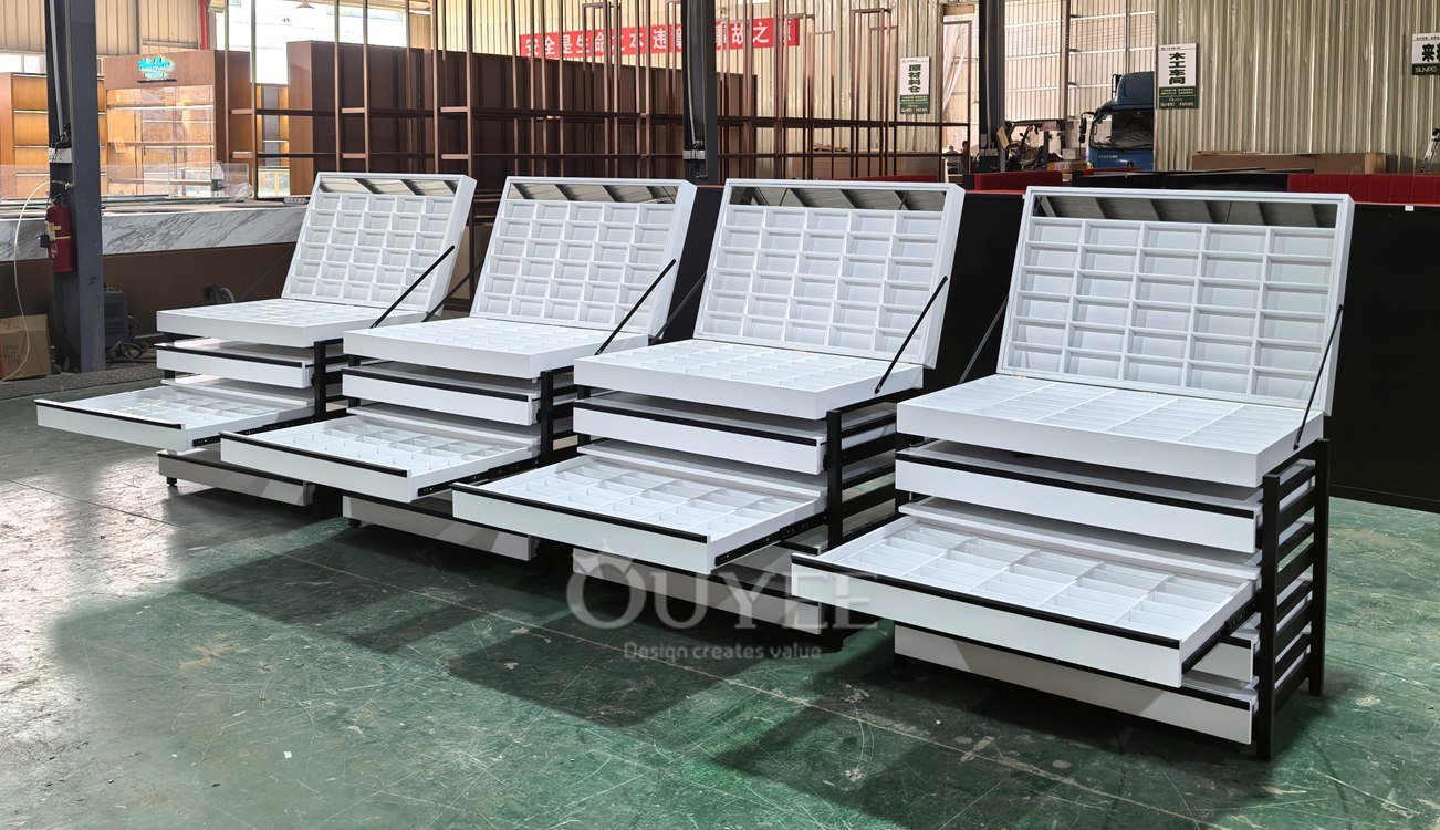 White Slanted Gondola Display Stand System 02