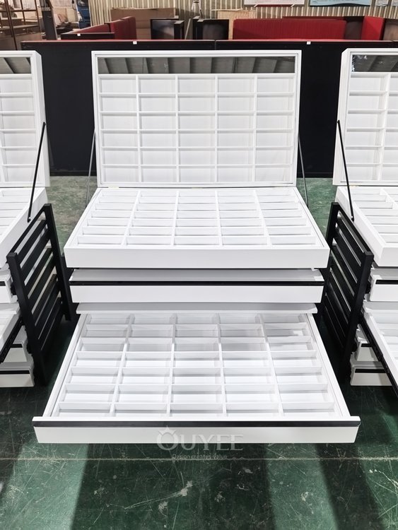 White Slanted Gondola Display Stand System 04