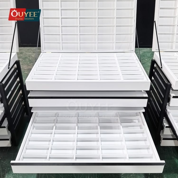 Slanted Display Rails White Slanted Gondola Display Stand System | Custom Display Stand ...