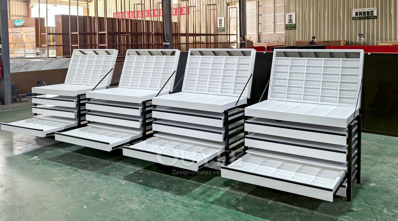 White Slanted Gondola Display Stand System 05