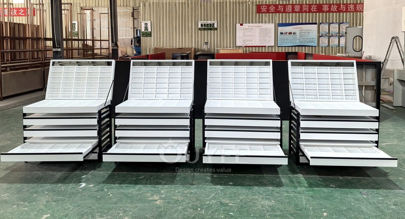 White Slanted Gondola Display Stand System 06