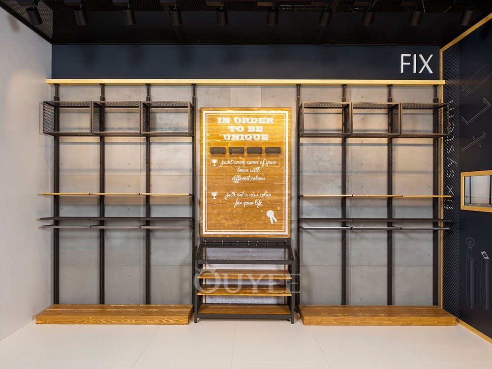 White and Oak Modular Wall Display Rack 02