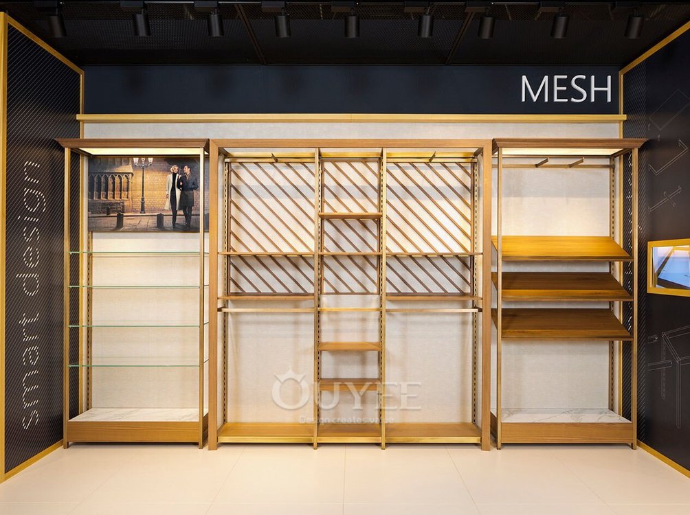 White and Oak Modular Wall Display Rack 03