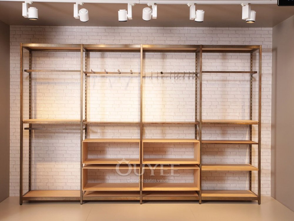 White and Oak Modular Wall Display Rack 07
