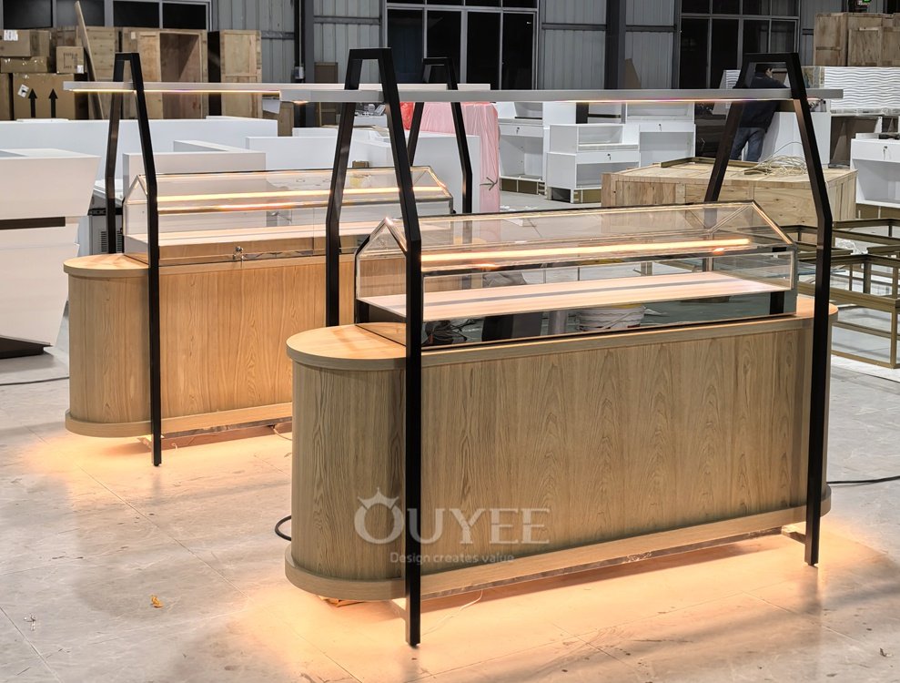 Wood and Glass Service Counter Display Rack 03