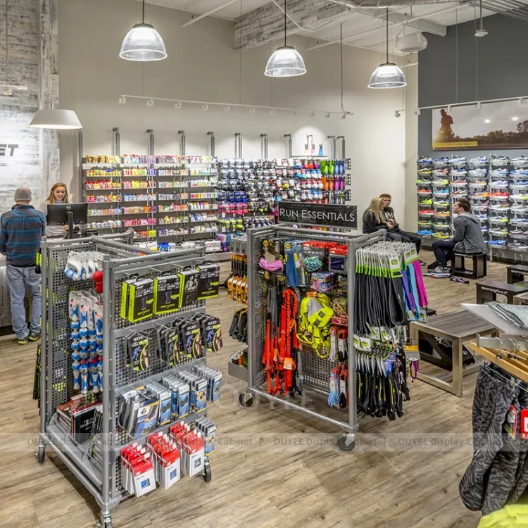 Football Rails In Store Athletic Footwear Accessories Wall and Rolling Racks | Custom Display ...