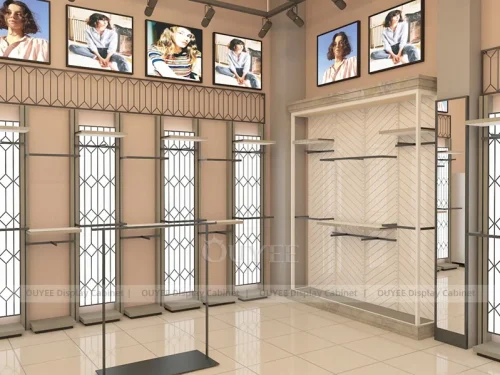 Beige Slatwall Panels Clothing Store Display 01