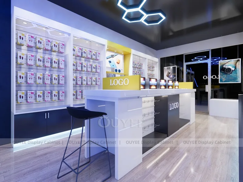 Black And Blue Glass Phone Display Fixture - Image 4