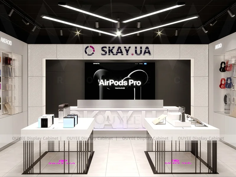 Black And White LED Phone Display Fixture