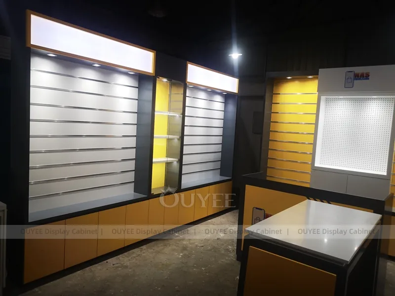 Black And Wood Tone LED Phone Display Fixture - Image 2