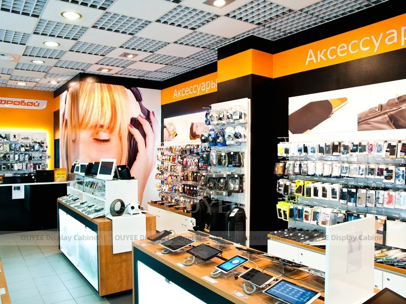 Black And Wood Tone LED Phone Display Fixture - الصورة 2
