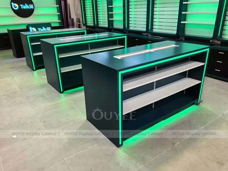 Black And Wood Tone LED Phone Display Fixture - Image 7