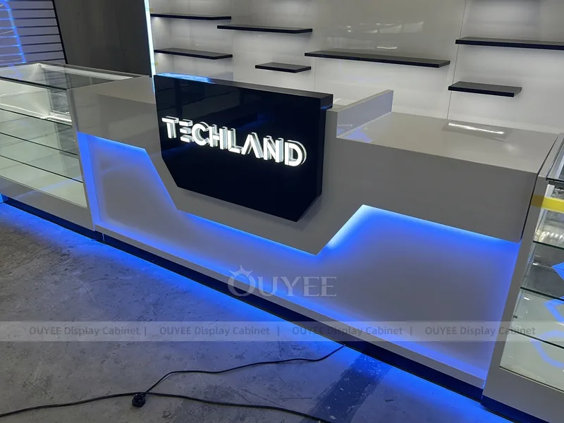 Black And Wood Tone Phone Store Display Fixture - Image 2