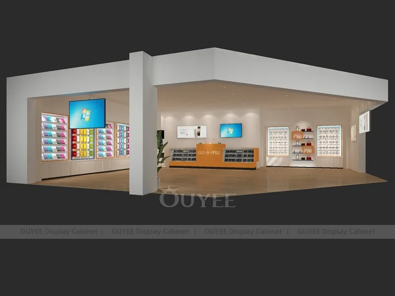 Black And Wood Tone Phone Store Display Fixture - Image 2