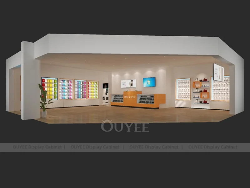 Black And Wood Tone Phone Store Display Fixture - Image 3
