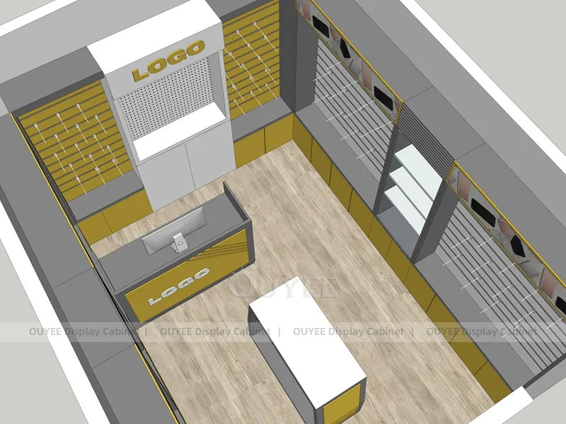 Black And Wood Tone Phone Store Display Fixture - Image 3