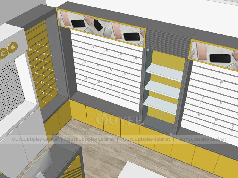 Black And Wood Tone Phone Store Display Fixture - Image 4