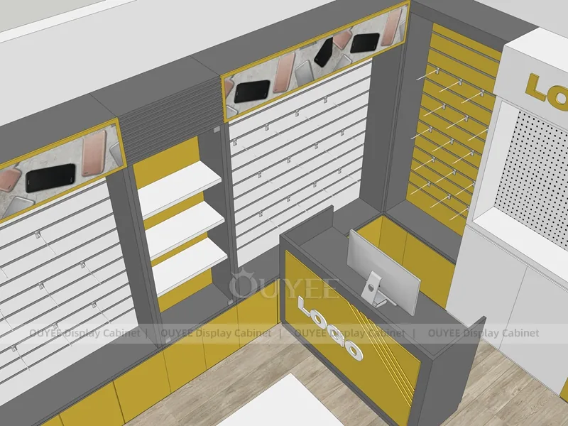 Black And Wood Tone Phone Store Display Fixture - Image 5