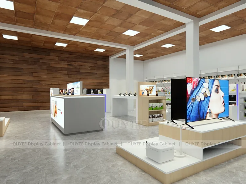 Black And Wood Tone Phone Store Display Fixture - Image 2