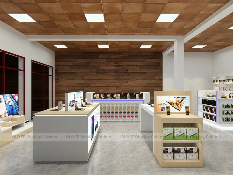 Black And Wood Tone Phone Store Display Fixture - Image 3