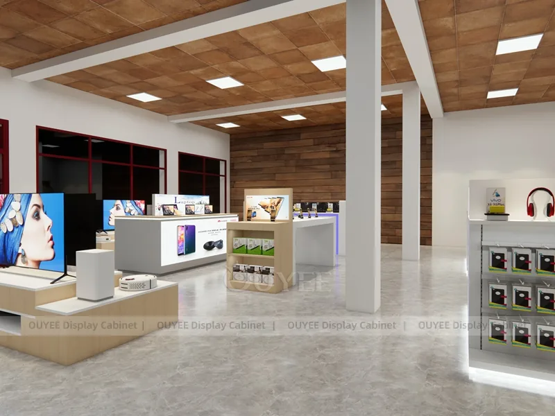 Black And Wood Tone Phone Store Display Fixture - Image 5