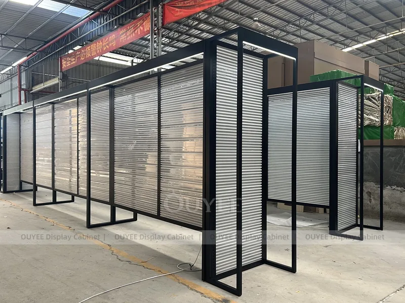 Black Frame Slatwall Wall Wig Wall Display - الصورة 2