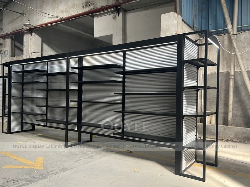 Black Frame Slatwall Wall Wig Wall Display - الصورة 5