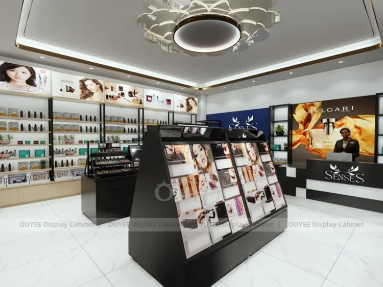 Black Gold Beauty Store Display | Custom Cosmetic Display Manufacturer
