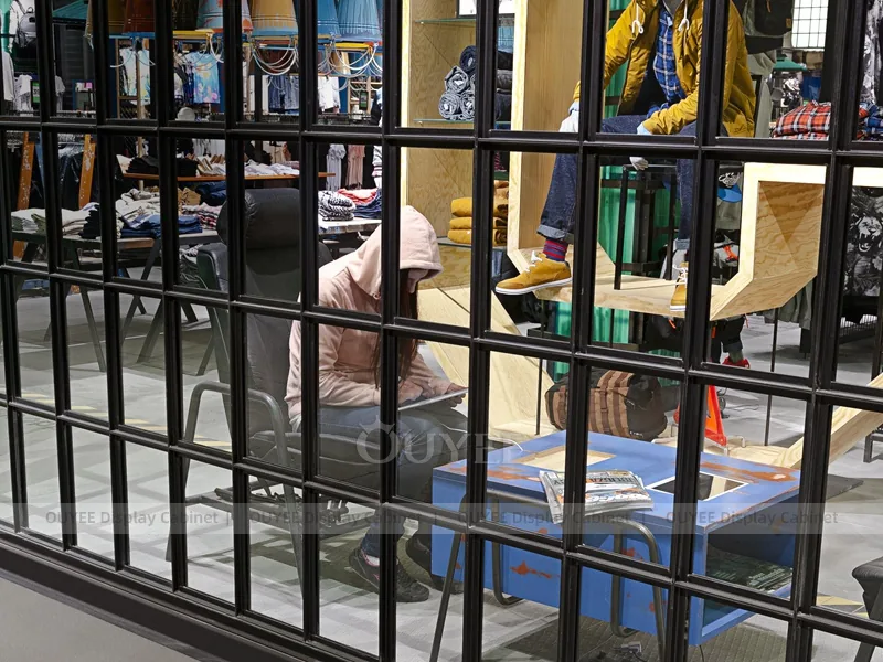 Black Grid Partition Clothing Store Display
