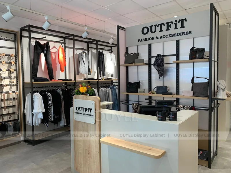 Black Metal Apparel Frame Apparel Shop Clothing Rack 08