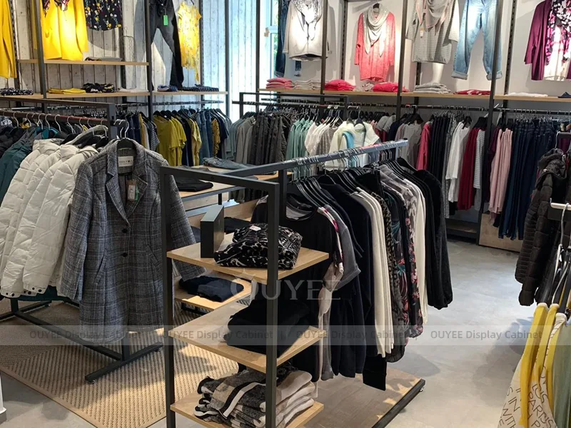 Black Metal Apparel Frame Apparel Shop Clothing Rack 09