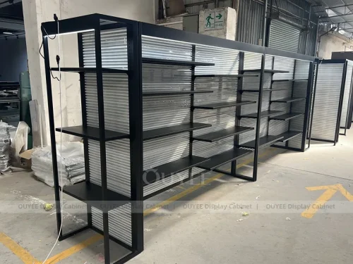 Black Metal Slatwall Gondola Wig Gondola Shelving Display