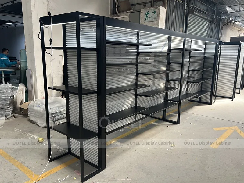 Black Metal Slatwall Gondola Wig Gondola Shelving Display - Image 2