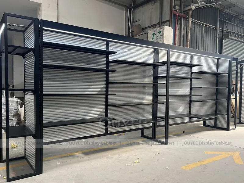 Black Metal Slatwall Gondola Wig Gondola Shelving Display - Image 3