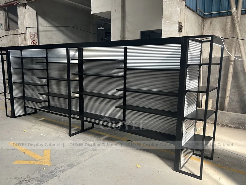 Black Metal Slatwall Gondola Wig Gondola Shelving Display - Image 6