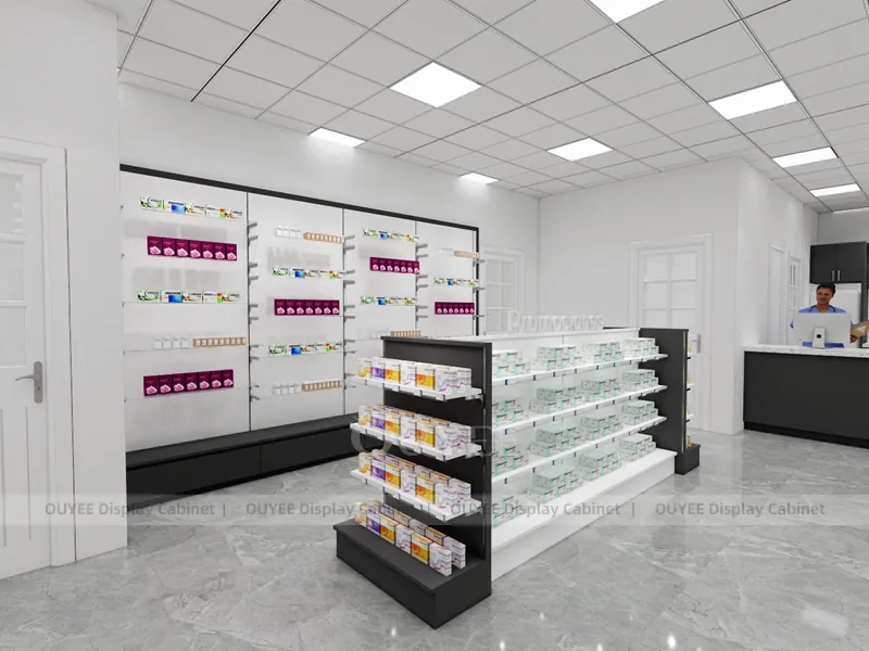 Black White Pharmacy Aisles Gondola Shelving - Image 4