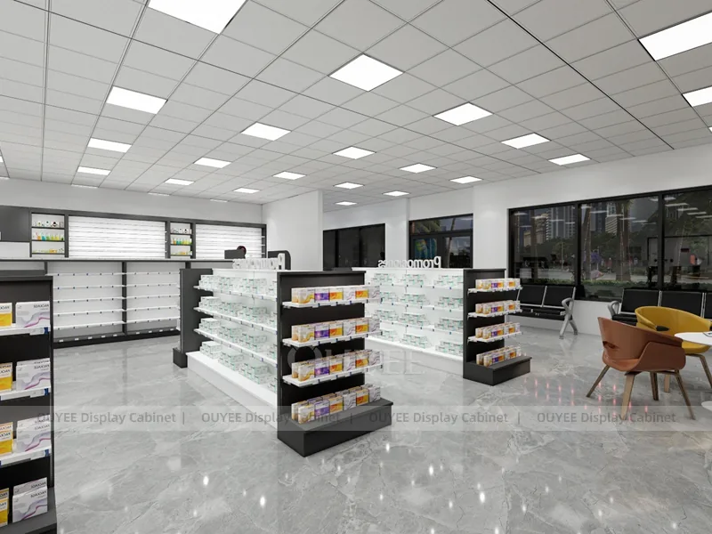 Black White Pharmacy Aisles Gondola Shelving - Image 5