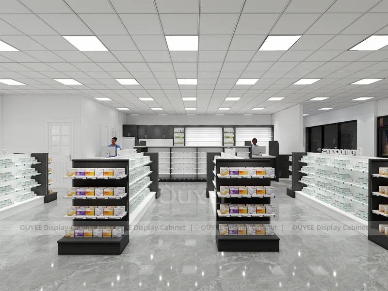 Black White Pharmacy Aisles Gondola Shelving - Image 6