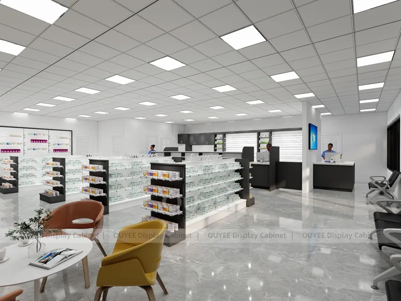 Black White Pharmacy Aisles Gondola Shelving - Image 8