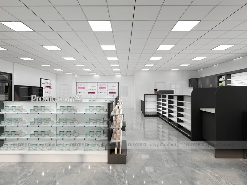 Black White Pharmacy Aisles Gondola Shelving - Image 9